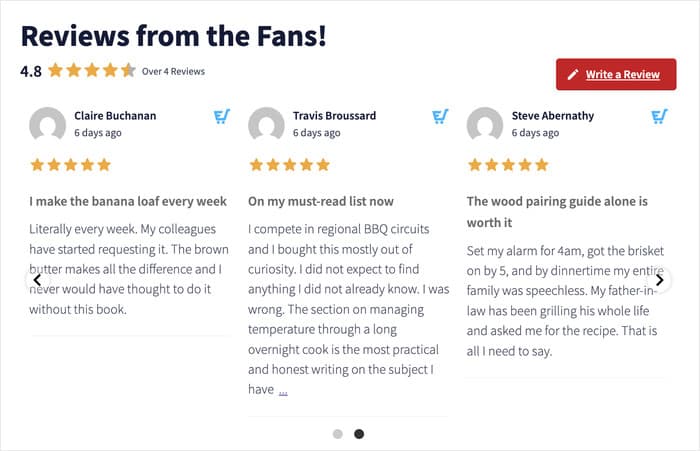 example of an edd review feed with carousel layout - Smash Balloon example of an edd review feed with carousel layout