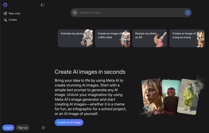 meta ai photo and video generator page - Smash Balloon meta aiの写真・動画生成ページ