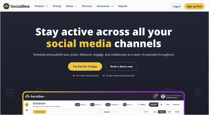 socialbee social scheduling and ai tool - Smash Balloon socialbee:ソーシャルメディアのスケジュール管理・AIツール