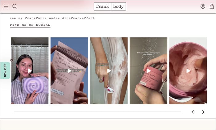 example of social media content on a website frank body - Smash Balloon example of social media content on a website frank body