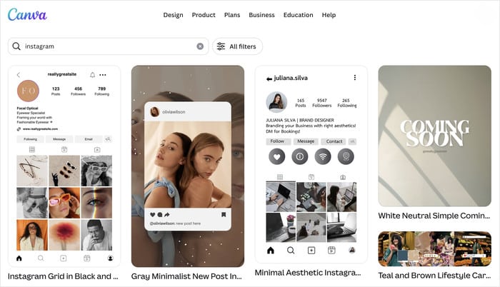 templates for instagram in canva