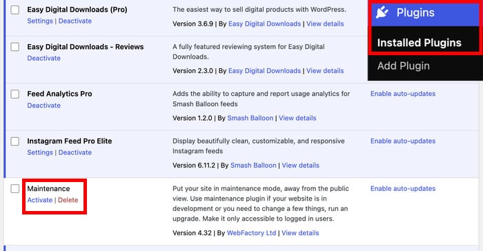 deactivaate your maintenance mode plugin in wordpress - Smash Balloon deactivaate your maintenance mode plugin in wordpress