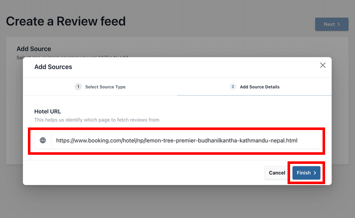 introduza o URL do imóvel para o site de reservas