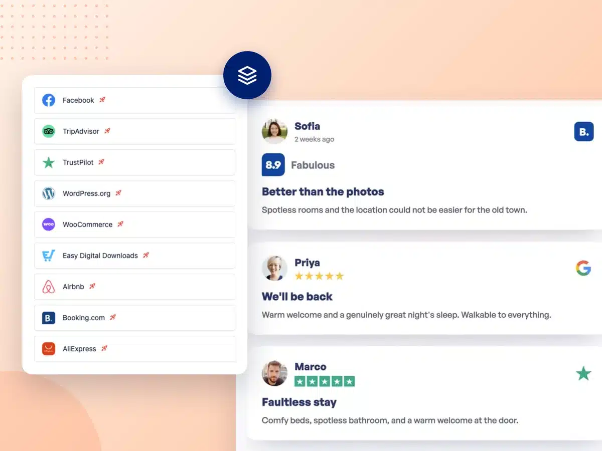 Il selettore di fonti di Reviews Feed Pro aggiunge nove piattaforme di recensioni oltre a un feed di recensioni combinato