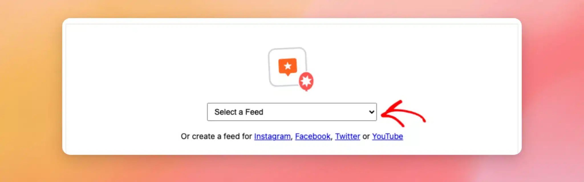 El bloque «Feed de reseñas» muestra el menú desplegable «Seleccionar un feed»