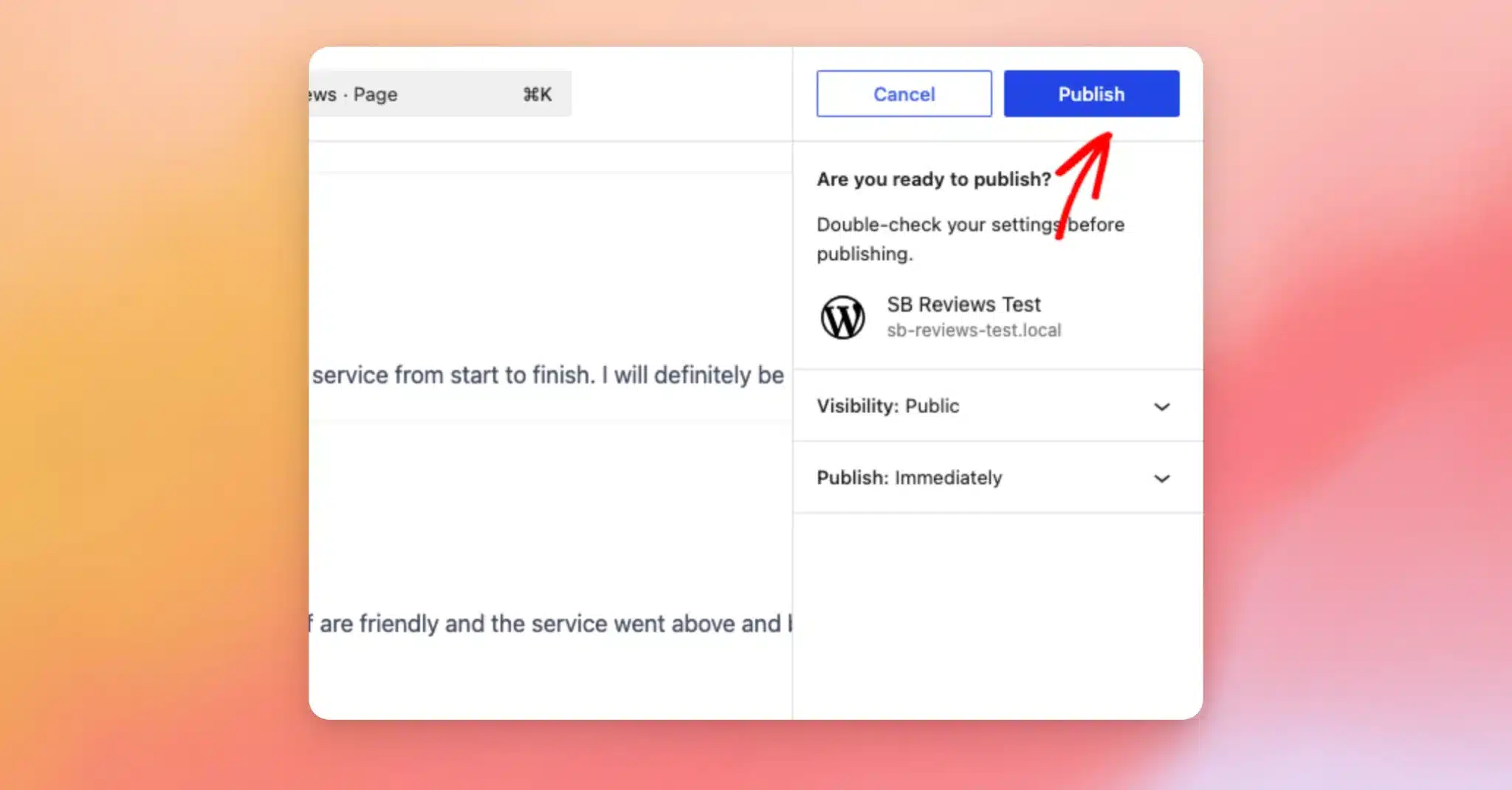 Publicar la página desde el editor de bloques de WordPress