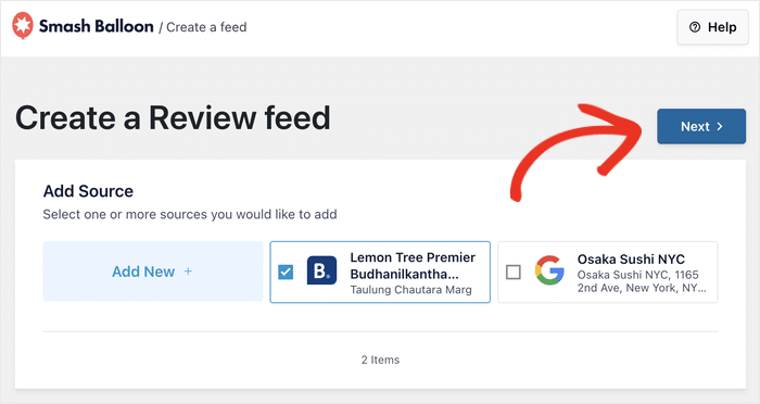 create a new review feed with booking com source - Smash Balloon create a new review feed with booking com source