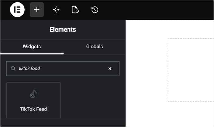 search for your feed widget on elementor