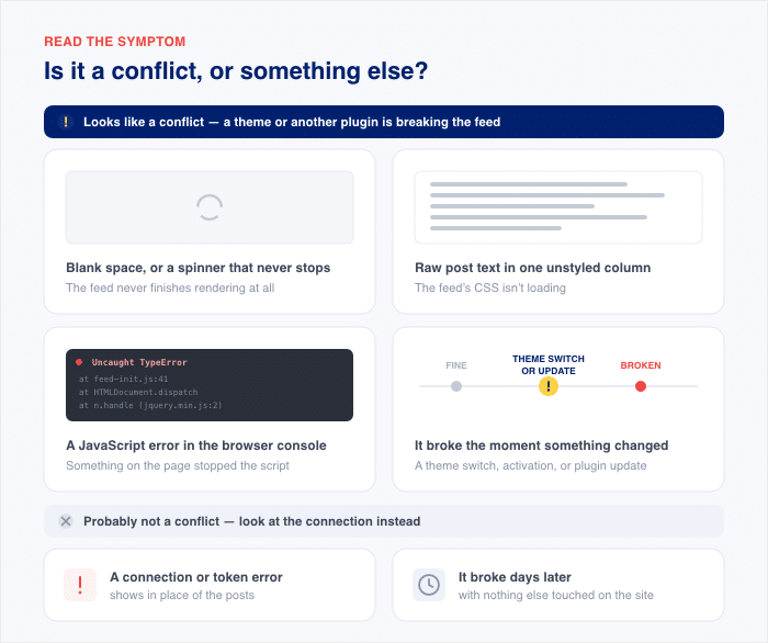 summary of possible issues for the conflict - Smash Balloon summary of possible issues for the conflict