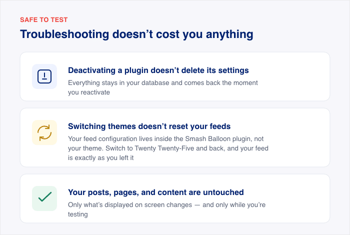 safe troubleshooting steps for feed breaks - Smash Balloon safe troubleshooting steps for feed breaks