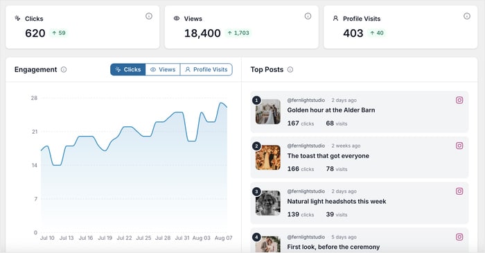feed analytics stats for a photography website