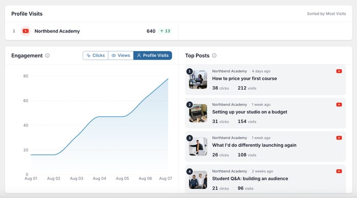 tracking profile visitors for an online course youtube channel