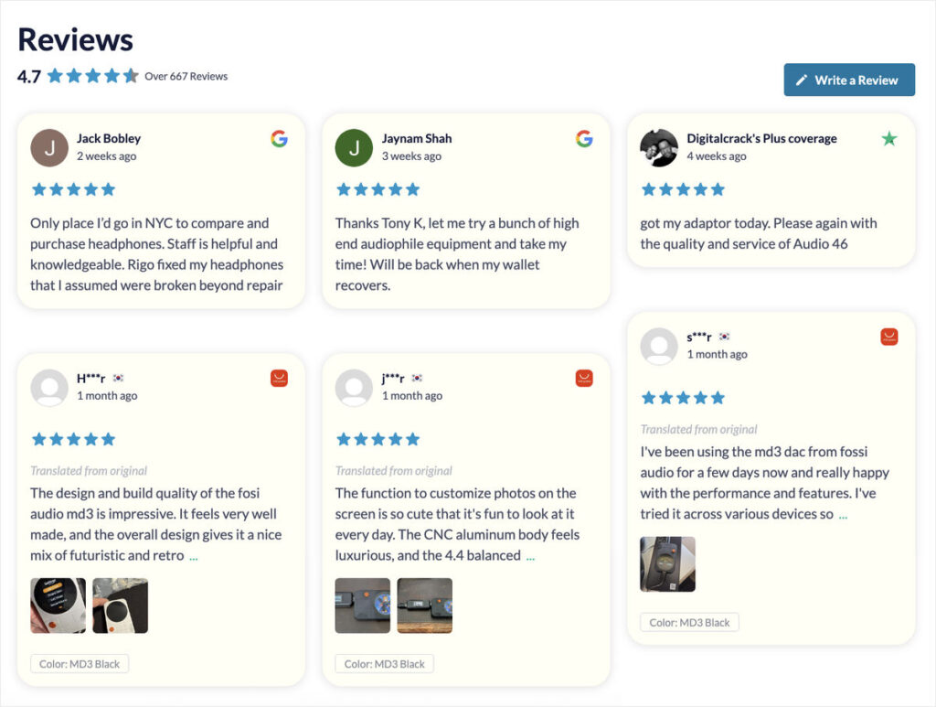 reviews feed with aliexpress and other sources