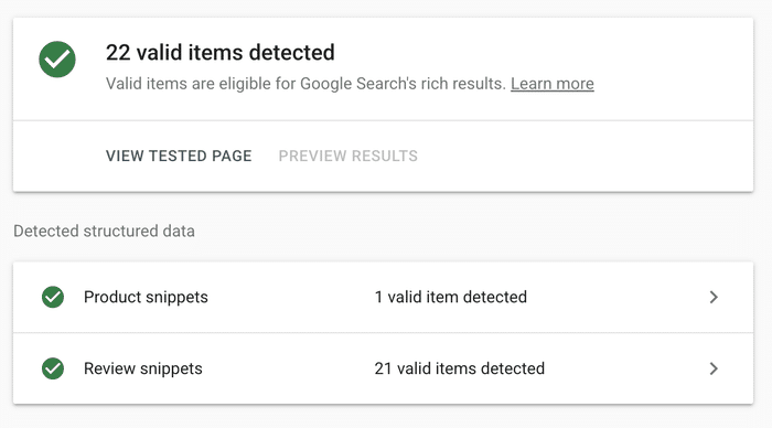 google detecting rich snippets with review schema