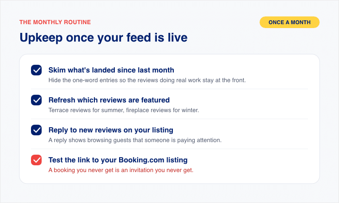 monthly check for your booking.com reviews feed