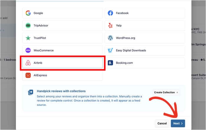 select airbnb as your review feed source - Smash Balloon select airbnb as your review feed source