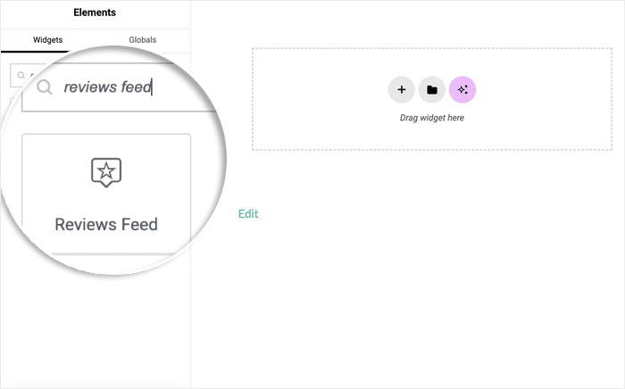 add reviews feed widget to elementor post or page