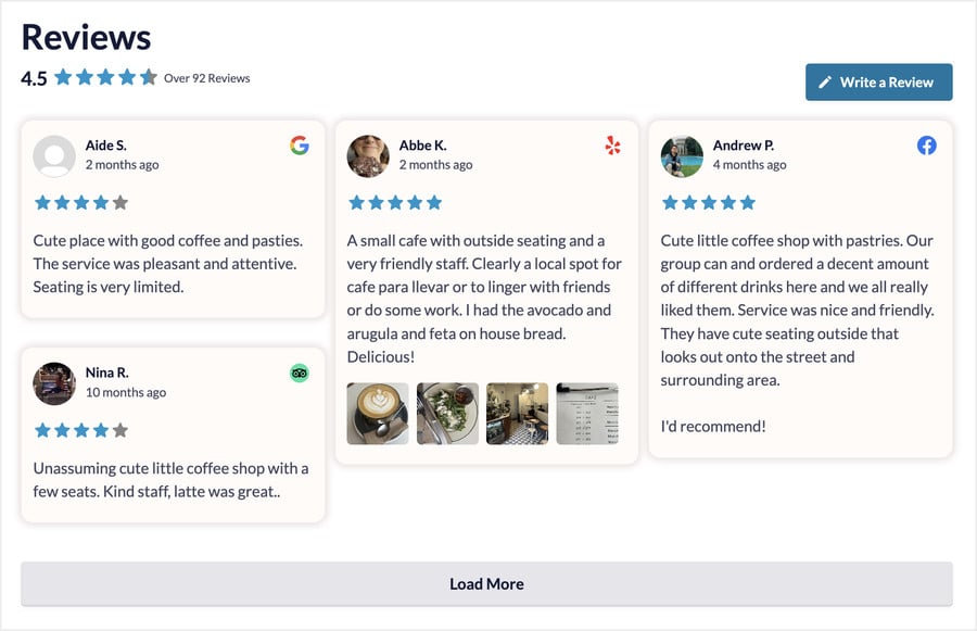 example of a review feed with different time stamps - Smash Balloon example of a review feed with different time stamps