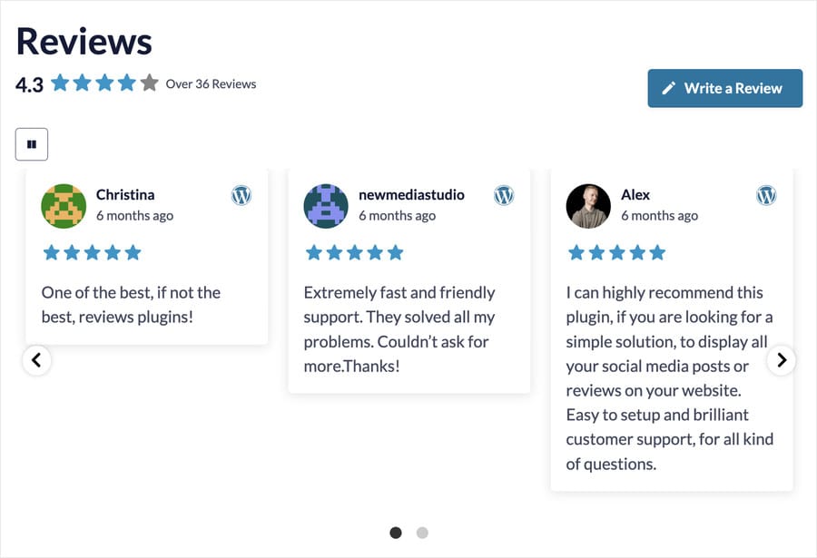 plugin developer showing reviews with wordpress logo in the card - Smash Balloon plugin developer showing reviews with wordpress logo in the card