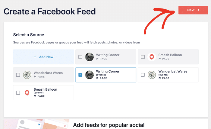 select a source for your facebook events feed - Smash Balloon Selecciona una fuente para tu feed de eventos de Facebook