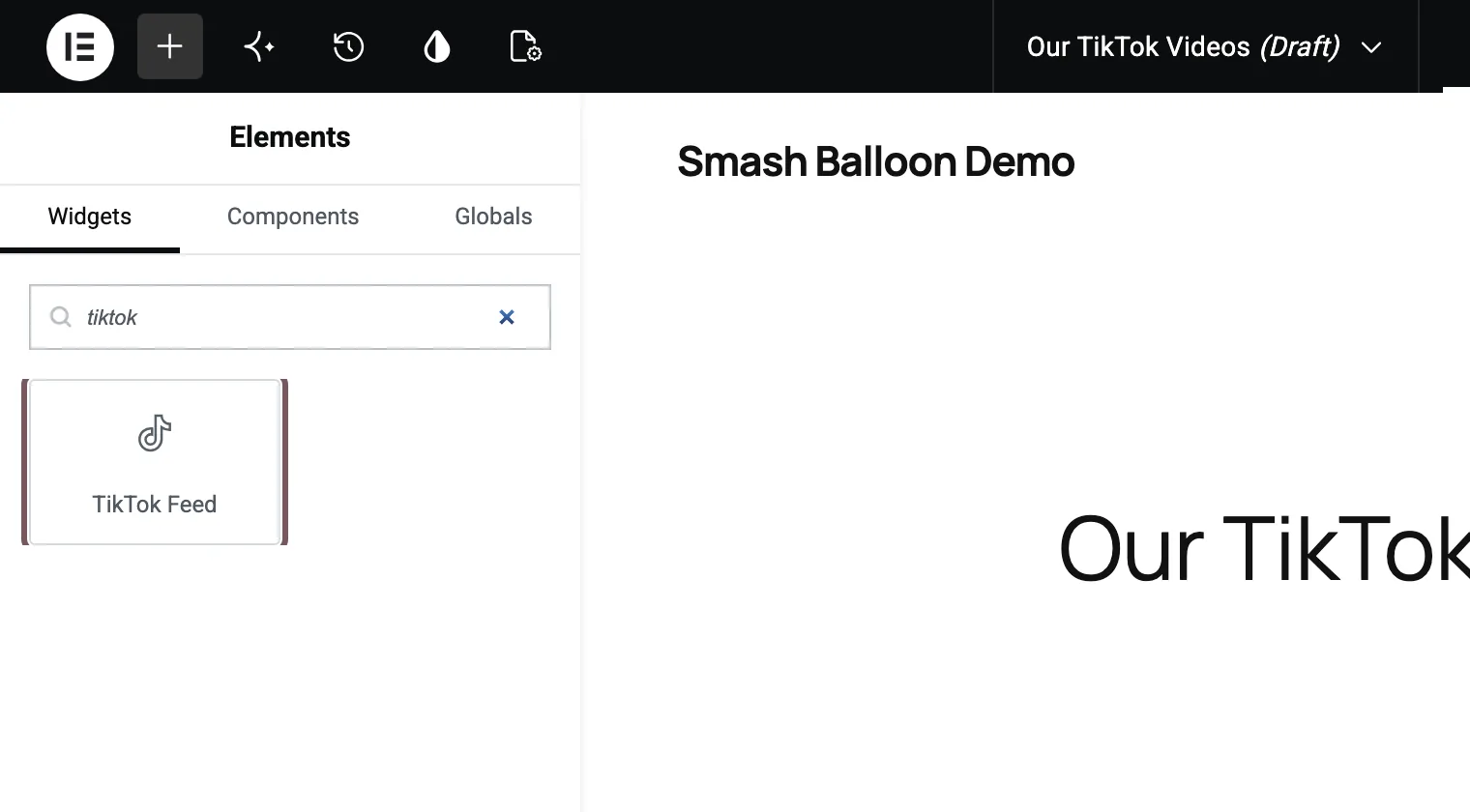elementor-tiktok-feed-widget-search - Smash Balloon ElementorでTikTokフィードウィジェットを検索する