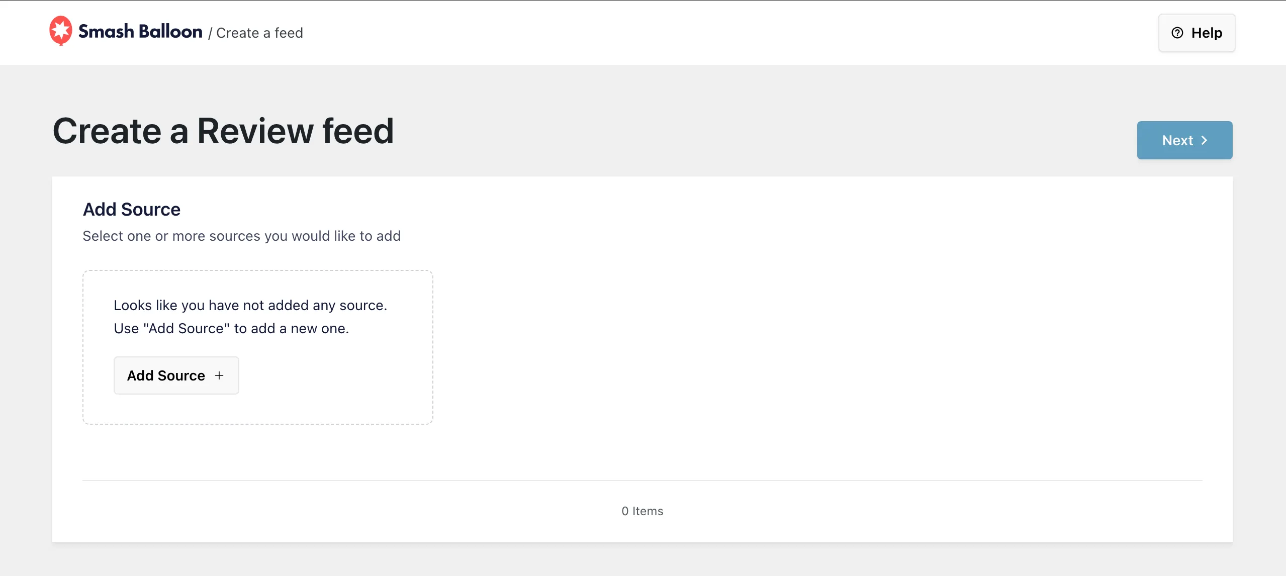 Create a Review feed screen in Reviews Feed Pro with the Add Source button